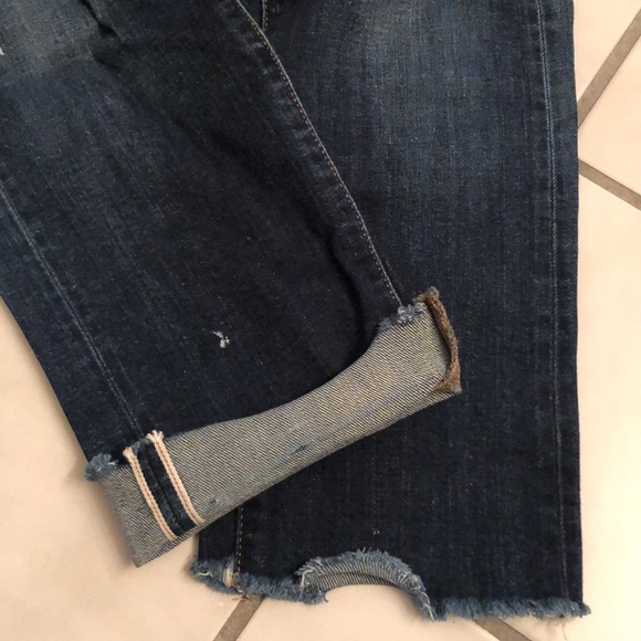 Mens Uniqlo cropped / distressed SELVEDGE DENIM jeans (29” x 27”), faded blue - Picture 5 of 12